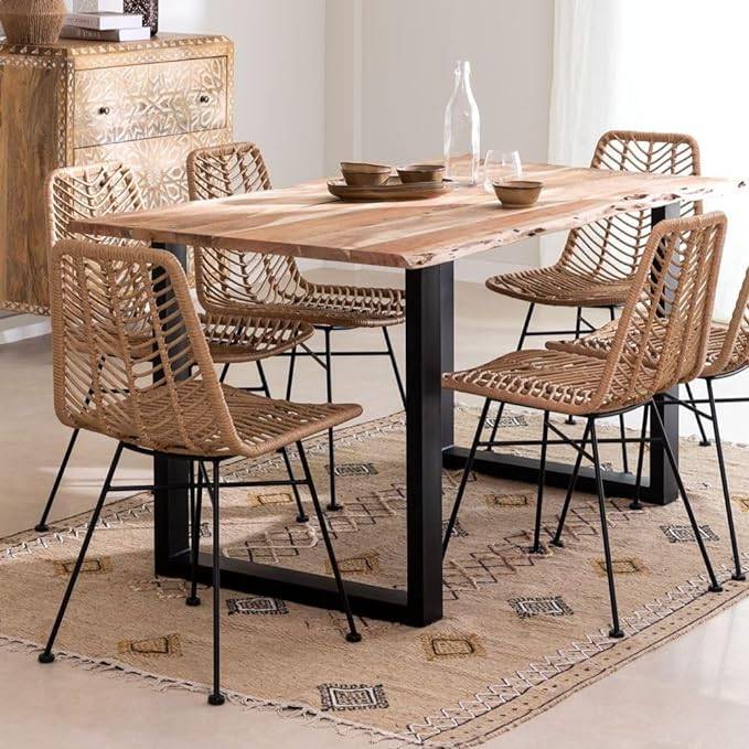 6 Seater Dining Table with Metal Legs (Only Table)